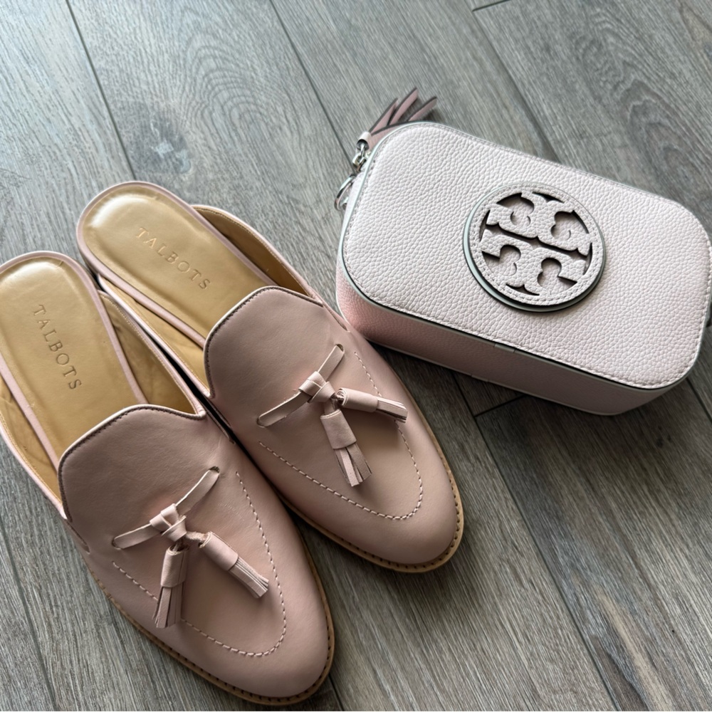 Talbots Blush Pink Tassel Backless Loafers